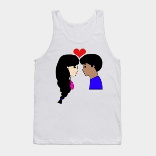 Mixed Race Couple Love Cartoon Tank Top